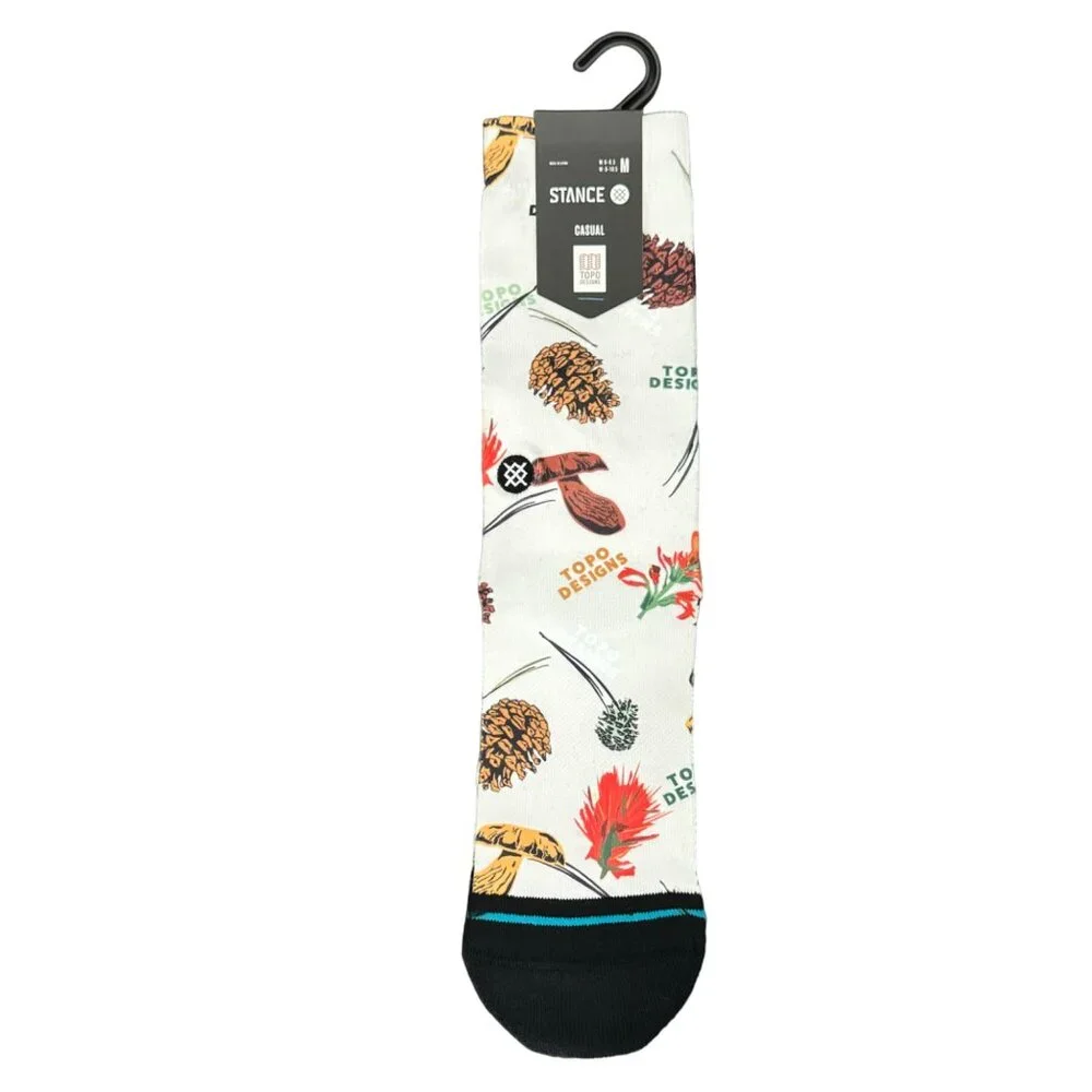 Stance X Topo Designs crew socks size medium poly‎ blend white mid cushion new